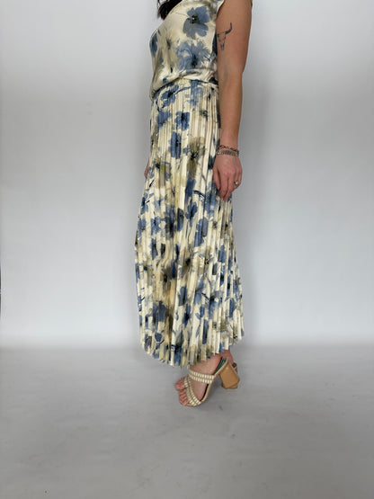 Sophia Floral Satin Midi Skirt