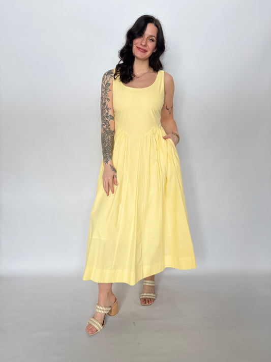A-Line Poplin Midi Dress Butter