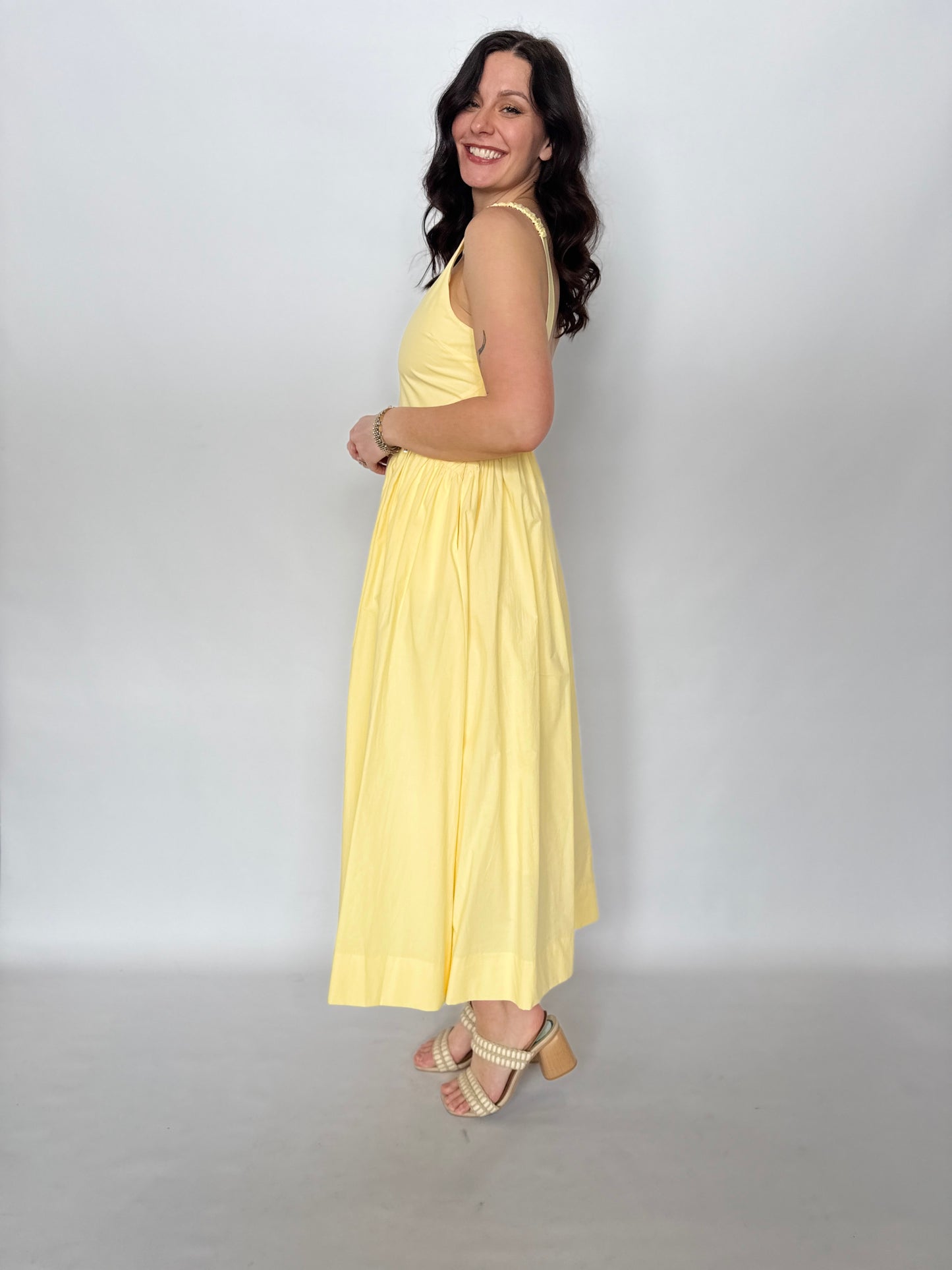A-Line Poplin Midi Dress Butter