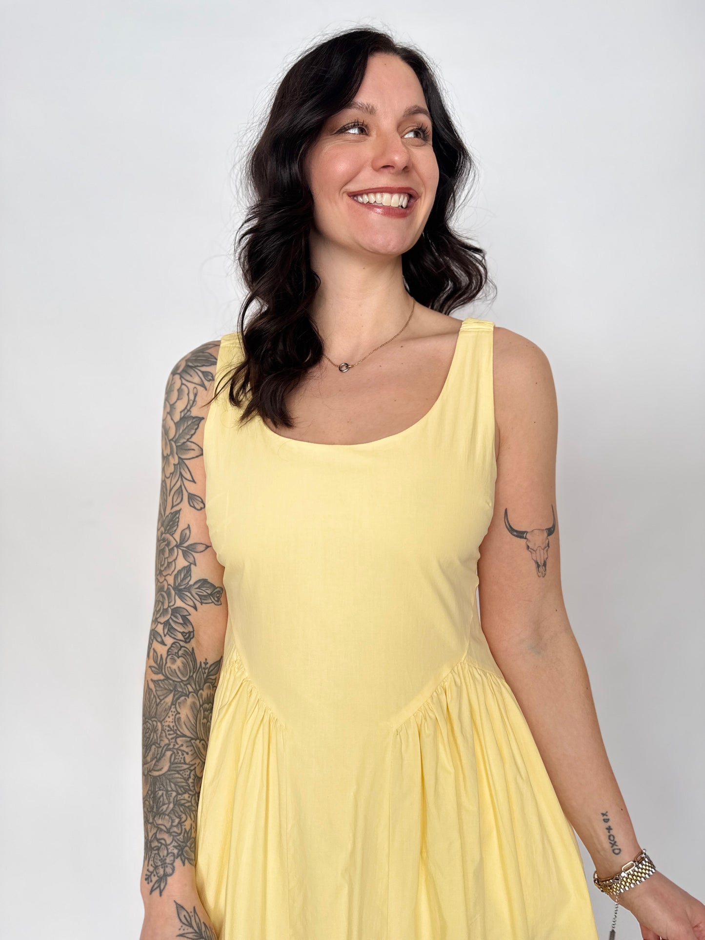 A-Line Poplin Midi Dress Butter