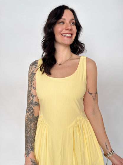 A-Line Poplin Midi Dress Butter