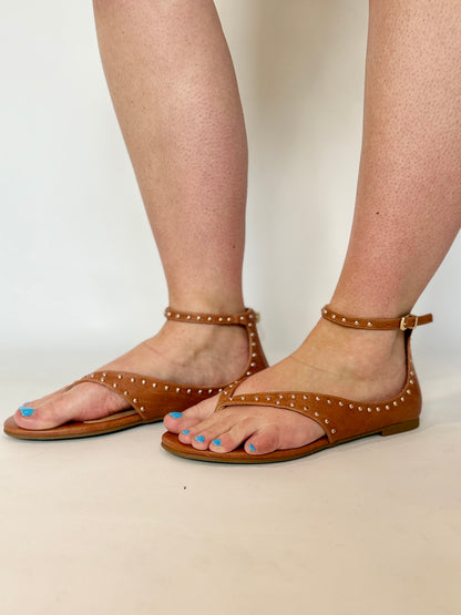 Sally Studded Sandal Cognac