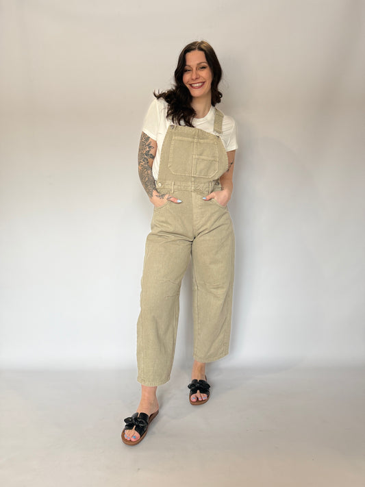 Barrel Leg Overalls Stone