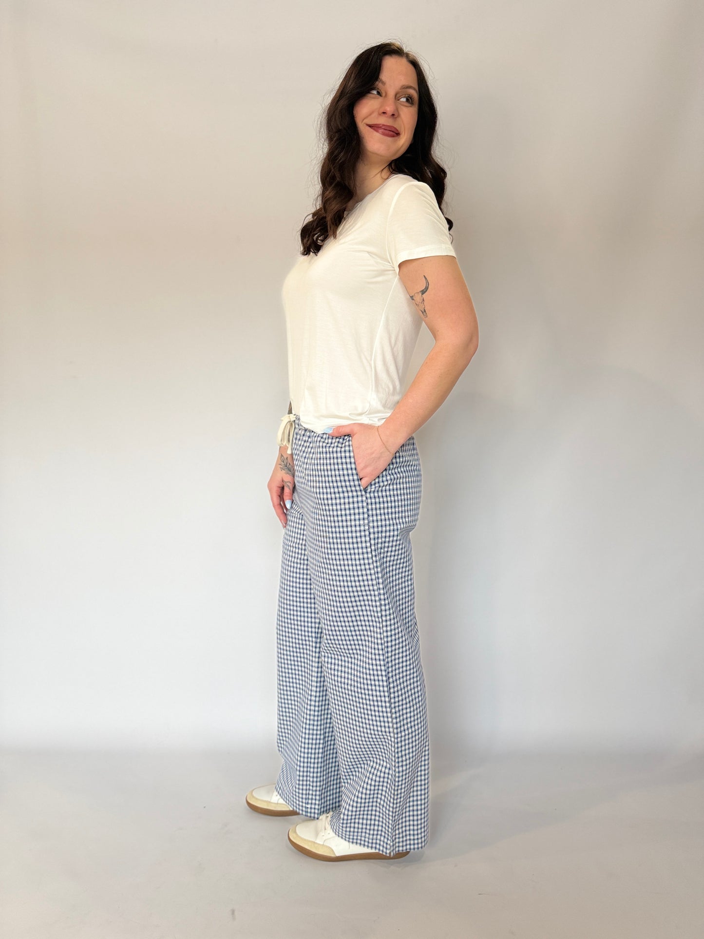 Loose Fit Adjustable Tie Pant Navy
