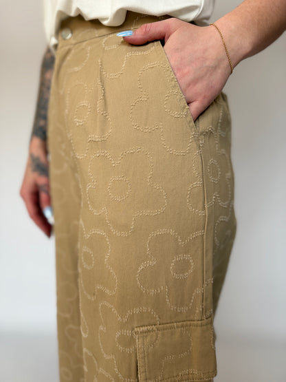Printed Textured Cargo Pant Khaki