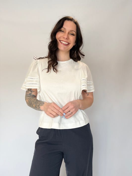 Flutter Sleeve Top White