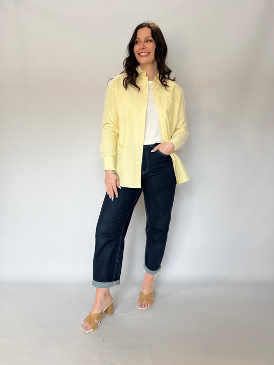 Back Slit Button Up Shirt Butter