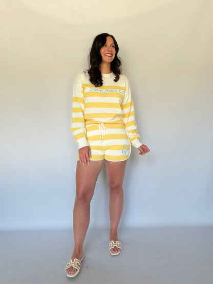 Round Neck Stripe Sundaze Sweater Yellow