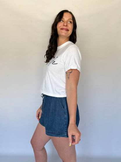 Lake Life Script White Crop Top