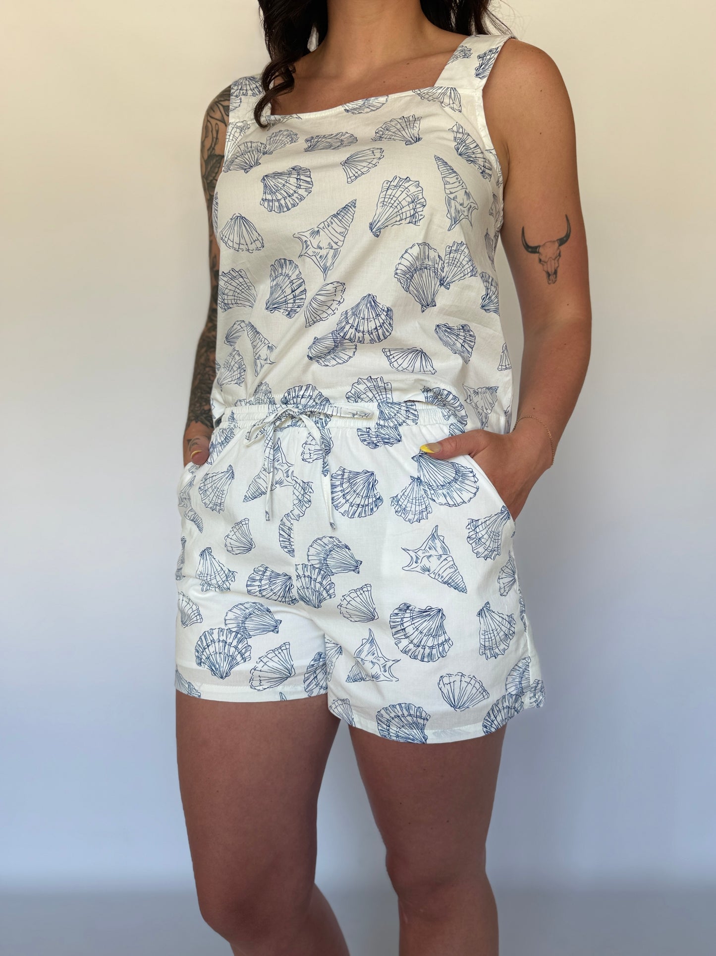 Shell Print Tank White