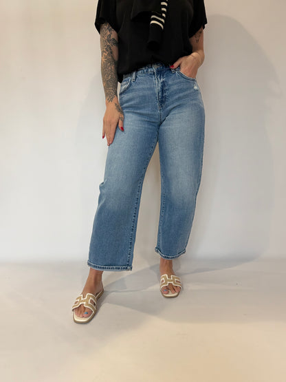 High Rise Baggy Barrel Denim