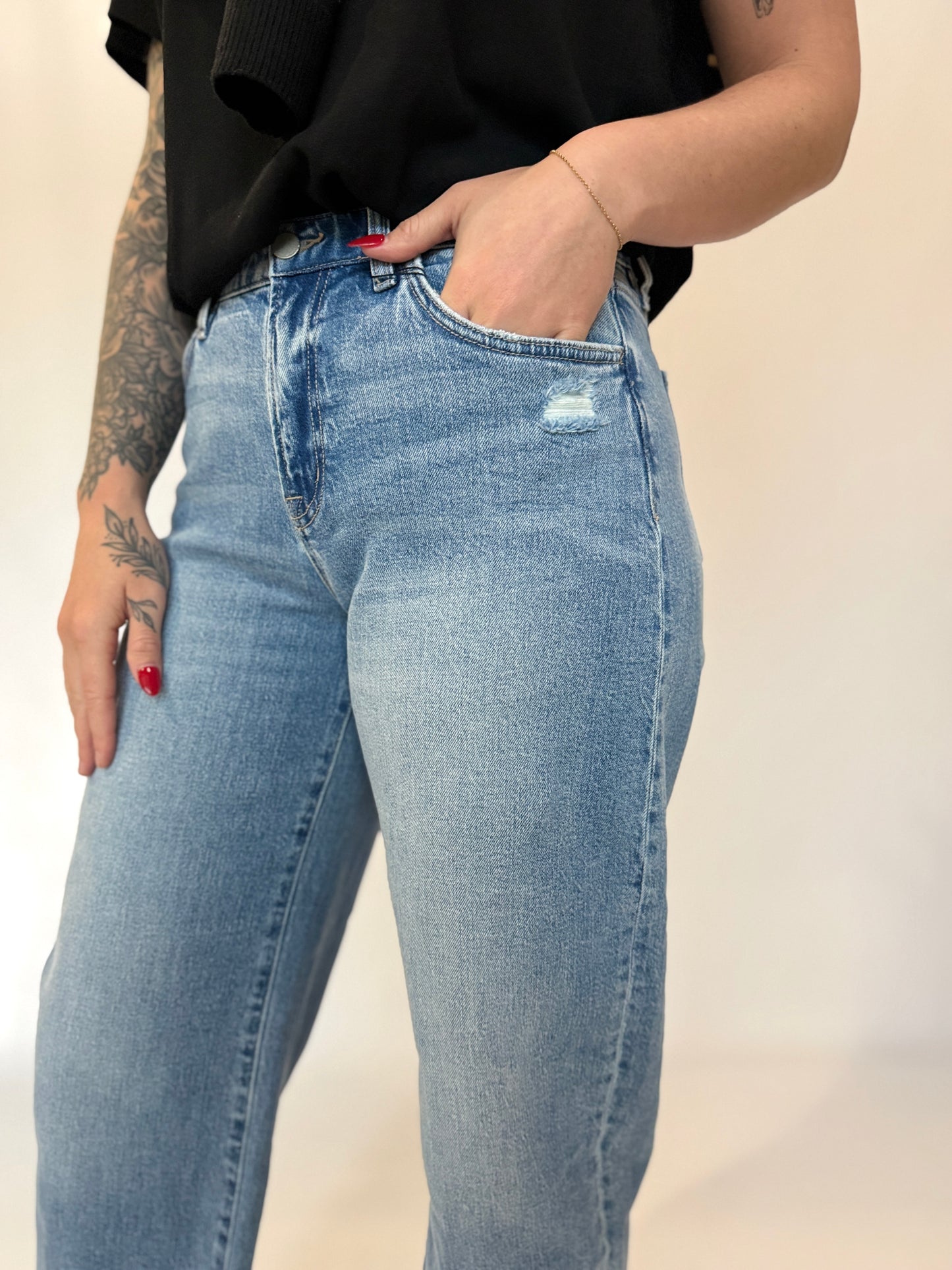 High Rise Baggy Barrel Denim