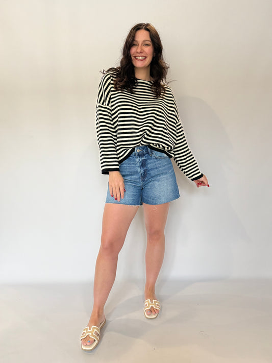 High Rise Raw Hem Short