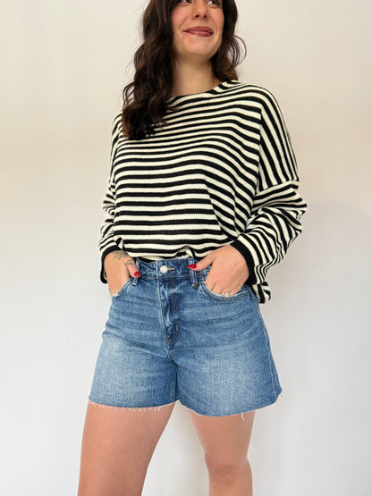 High Rise Raw Hem Short