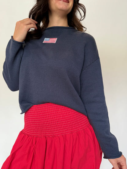 Bubble Hem Smocked Mini Skirt Red