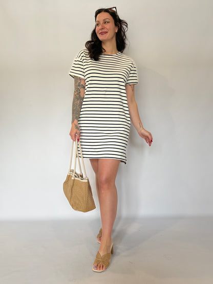 Side Trim T-Shirt Mini Dress Navy