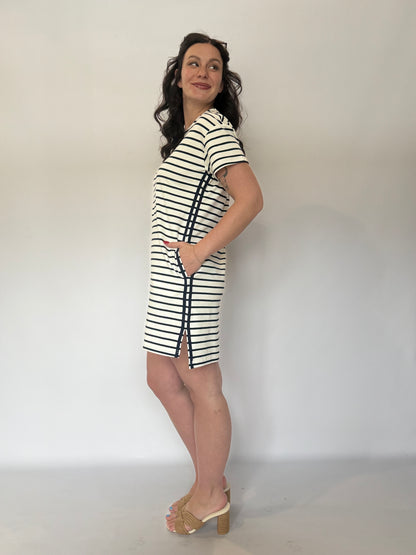 Side Trim T-Shirt Mini Dress Navy
