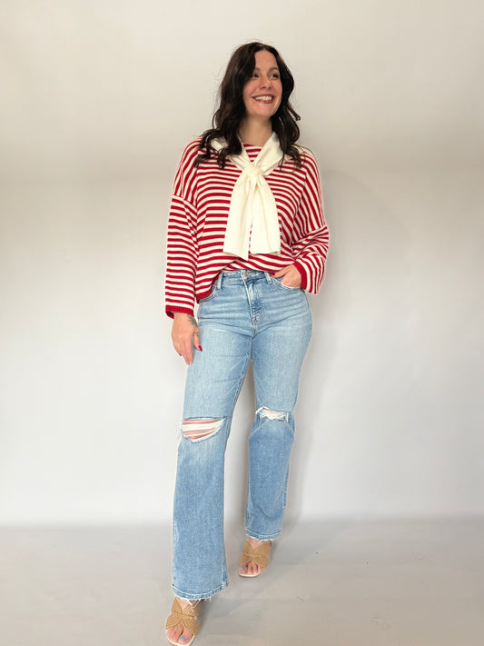 High Rise Slim Wide Leg Denim