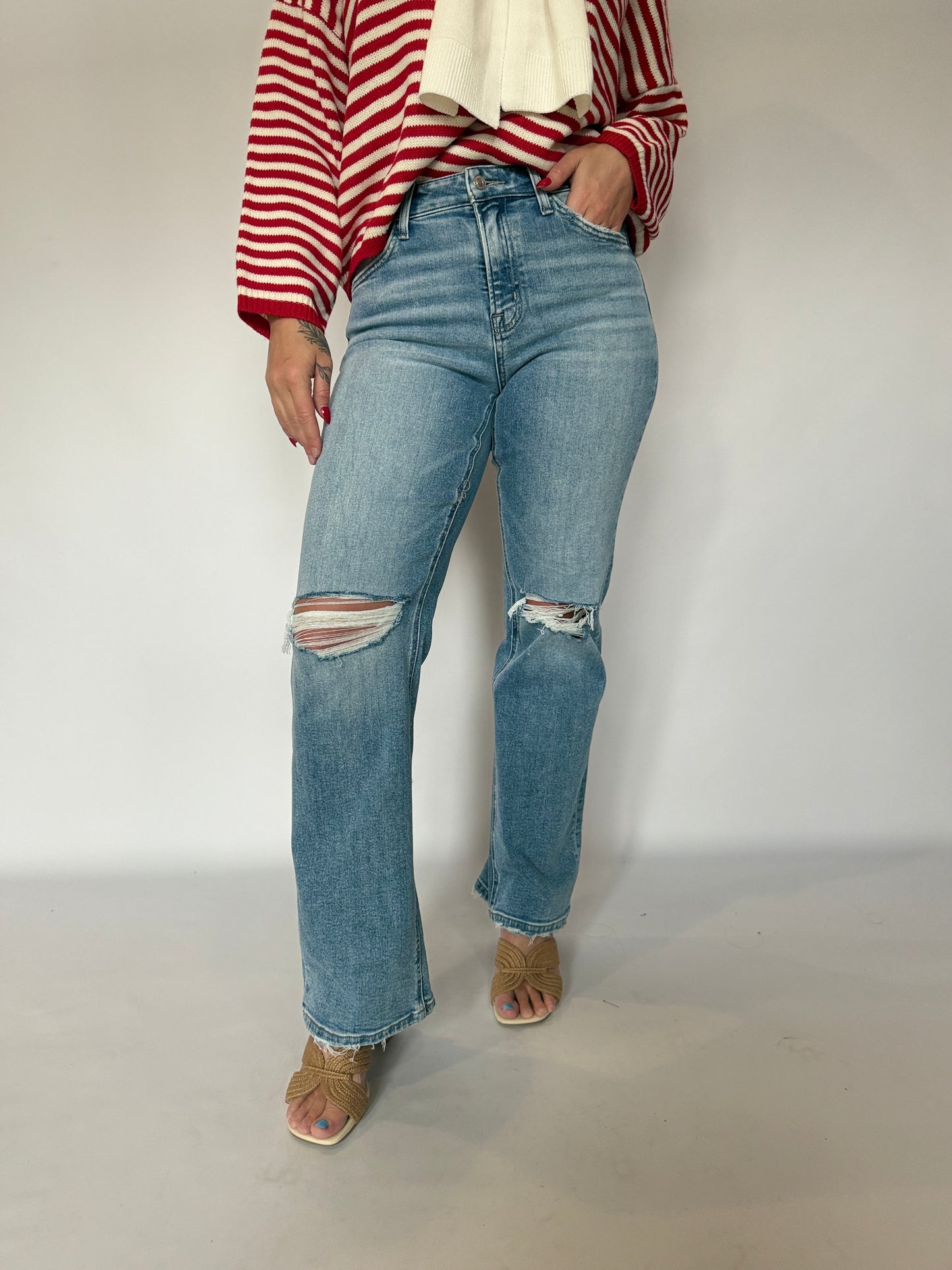 High Rise Slim Wide Leg Denim