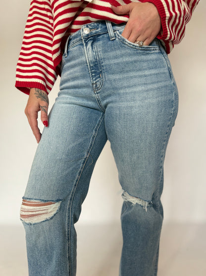 High Rise Slim Wide Leg Denim