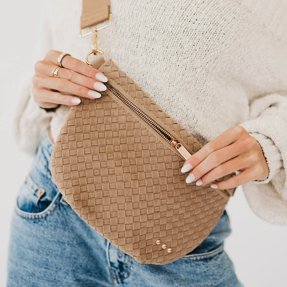 Suede Westlyn Woven Bum Bag Taupe