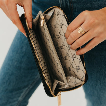 Lenni Woven Wallet Checkered Black