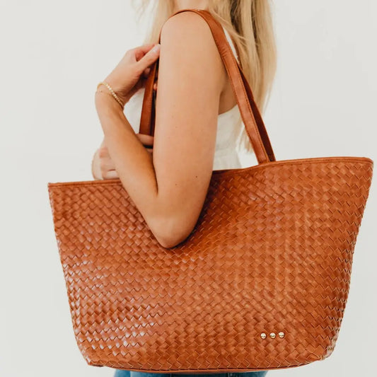Woven Tiffany Tote Bag Brown