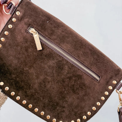Sabrina Studded Suede Bum Bag Chocolate