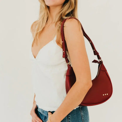 Celeste Crescent Shoulder Bag Burgundy