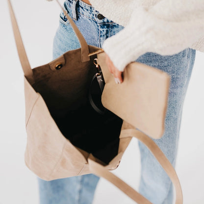 Dawn Suede Carryall Tote Taupe