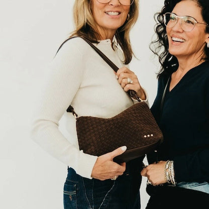 Suede Harper Hobo Shoulder Bag Chocolate