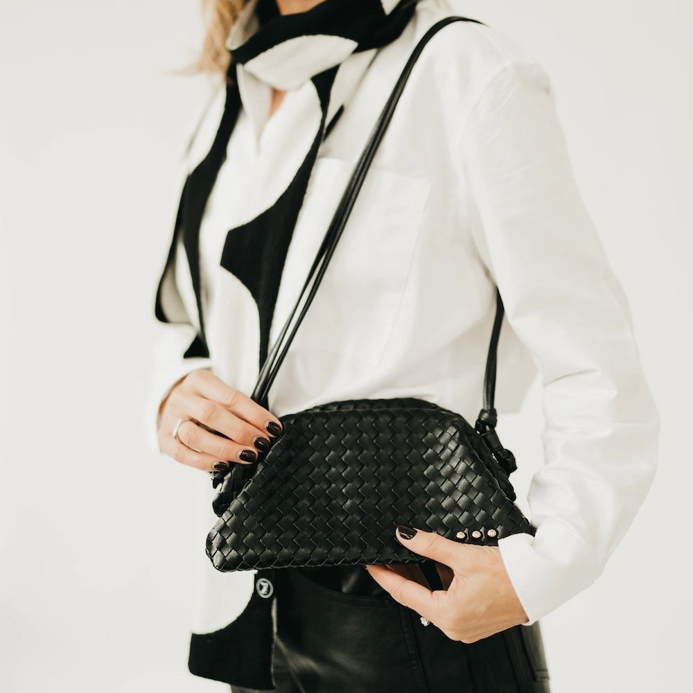 Lacy Woven Crossbody Black