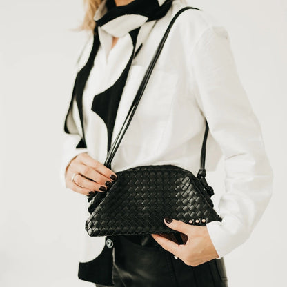 Lacy Woven Crossbody Black